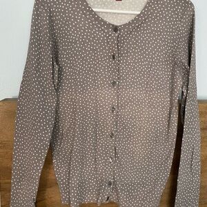 Merona Gray / White Polka Dot Cardigan Sweater